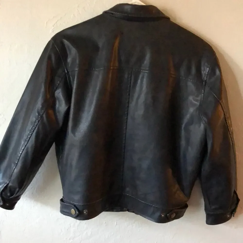 Black faux leather biker style jacket Size M